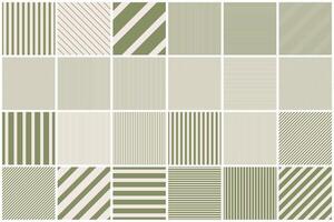 Collection of seamless striped geometric patterns. Simple elegant line textures - repeatable minimalistic vintage backgrounds. Delicate green prints vector