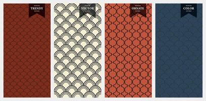 seamless geometric ornamental patterns - elegant japanece design. Color trendy backgrounds. Textile endless prints vector