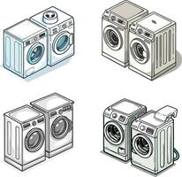 four different types of washing machines vector