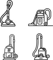 set of vacuum cleaners icon in line style, illustration isolated on a white background. linear hoover sign. set of different vacuum cleaner vector