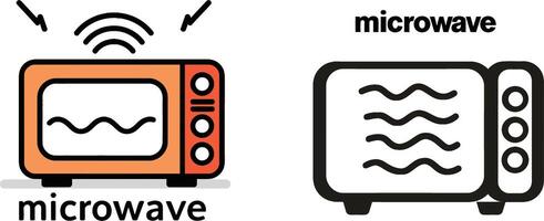 Logo design, simple shapes of microwave with the shape of an oven and waves in it for microwave with white background vector