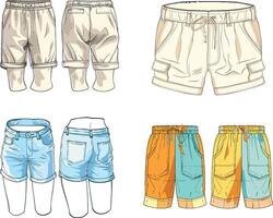 a set of different shorts for men vector