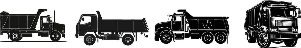 four different types of trucks are shown in this illustration vector