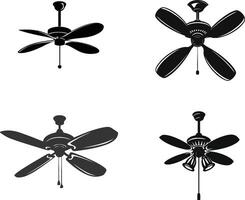 Silhouette of an Electrical Ceiling Fan on a White Background vector