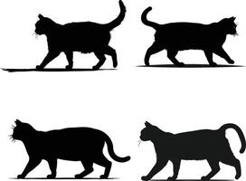 Collection of Elegant Black Cat Silhouettes on a Clean White Background vector