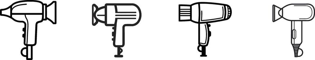 a set of four different types of hair dryers vector