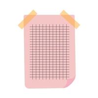 Memo notepad with sticky tape. Cute lined notebook template for notes. Workbook for school, planner, personal organizer. vector