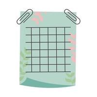 Memo notepad with a paper clips. Cute lined notebook template for notes with pastel floral design. vector