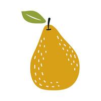 Pear in the style of nursery art. Hand drawn abstract fruit in boho style. vector
