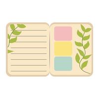 Memo notepad with floral design. Cute lined notebook template for notes. vector