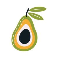 Avocado in the style of nursery art. Hand drawn abstract fruit in boho style. vector