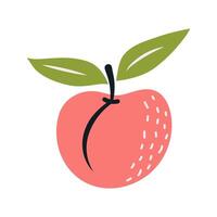 Peach in the style of nursery art. Hand drawn abstract fruit in boho style. vector