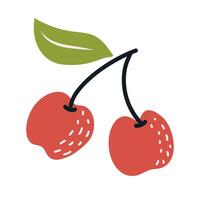 Cherry in the style of nursery art. Hand drawn abstract fruit in boho style. vector