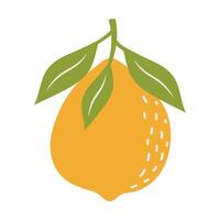 Lemon in the style of nursery art. Hand drawn abstract fruit in boho style. vector