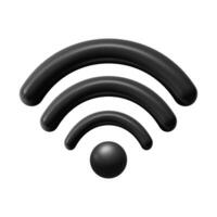 Web3D Wi-Fi icon sign black color with plastic effect on a white background illustration.Wireless technology concept.3D rendering wifi icon.Online communication for web, social media design vector