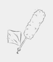Dust remover tool and wipes drawing in graphic style on white background vector