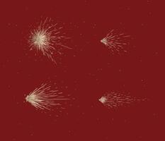 Star and comet shines brightly in space drawing in graphic style on red background vector