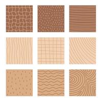 Beige Brown Square Backgrounds Set with Line Texture vector