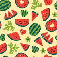 Modern Watermelon Seamless Pattern with Grunge Texture vector