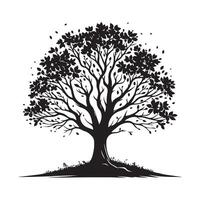 Tree Silhouette in Black Format with Editable Transparent Background vector