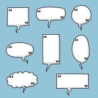 Black and white hand draw doodle speech bubble balloon with quotation marks, icon sticker memo keyword planner text box banner vector