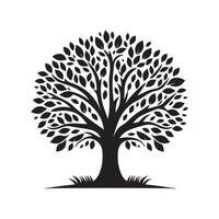 Tree Silhouette in Black Format with Editable Transparent Background vector