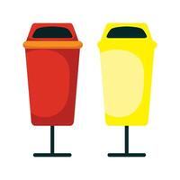 two red and yellow plastic trash boxes using a stand vector