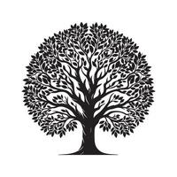 Tree Silhouette in Black Format with Editable Transparent Background vector
