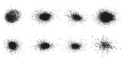 Grunge Effect, Spray, Grain Texture. Distress, Black Round Brush Splatter. Abstract Graphic Design Element. Noise, Circle Ink Splash. Isolated Illustration vector