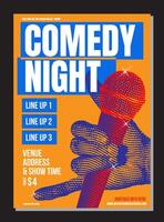 Stand Up Comedy Night, Flat Style eps Illustration Performance Show Poster Design, With Text Box Template, and hand with microphone illustration vector
