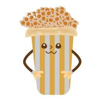 a cartoon popcorn character with eyes and arms vector
