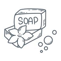 Handmade soap with flower doodle sketch style vector