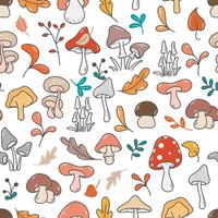 Forest autumn mushroom seamless pattern vector