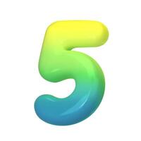 Stylish 3D number 5 with green-blue gradient. Modern, vibrant, and abstract. Perfect for digital art, graphic design, and creative projects. illustration vector