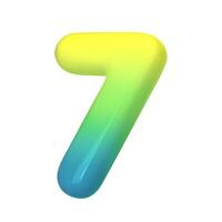 Stylish 3D number 7 with green-blue gradient. Modern, vibrant, and abstract. Perfect for digital art, graphic design, and creative projects. illustration vector