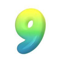 Stylish 3D number 9 with green-blue gradient. Modern, vibrant, and abstract. Perfect for digital art, graphic design, and creative projects. illustration vector