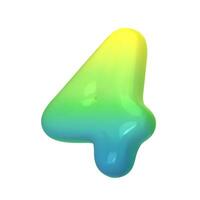 Stylish 3D number 4 with green-blue gradient. Modern, vibrant, and abstract. Perfect for digital art, graphic design, and creative projects. illustration vector