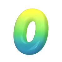 Stylish 3D number 0 with green-blue gradient. Modern, vibrant, and abstract. Perfect for digital art, graphic design, and creative projects. illustration vector