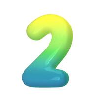 Stylish 3D number 2 with green-blue gradient. Modern, vibrant, and abstract. Perfect for digital art, graphic design, and creative projects. illustration vector