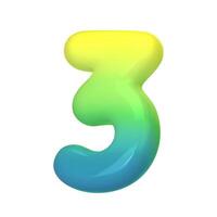 Stylish 3D number 3 with green-blue gradient. Modern, vibrant, and abstract. Perfect for digital art, graphic design, and creative projects. illustration vector