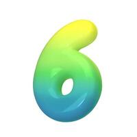 Stylish 3D number 6 with green-blue gradient. Modern, vibrant, and abstract. Perfect for digital art, graphic design, and creative projects. illustration vector