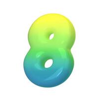 Stylish 3D number 8 with green-blue gradient. Modern, vibrant, and abstract. Perfect for digital art, graphic design, and creative projects. illustration vector