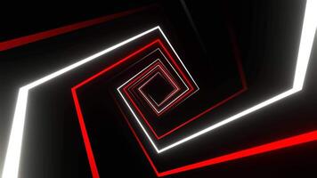 Red and White Square Spiral Neon Light Movement Background VJ Loop in 4K video