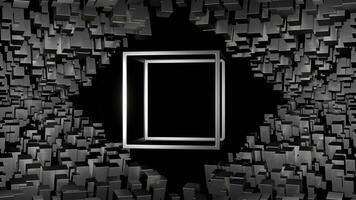 Silver Rotation Glossy Cube Frame Background VJ Loop in 4K video