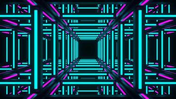 Cyan and Pink Movement Through Neon Frame Background VJ Loop in 4K video