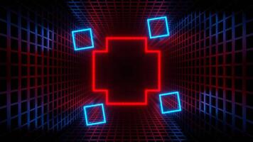 Moving Red and Blue Neon Figures in Tunnel Background VJ Loop in 4K video