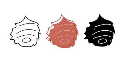 A small set with one seashell in different colors. Doodles clip art for your projects. vector