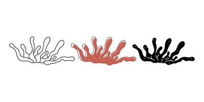 Doodle set with coral in different colors. Clip art for your projects. vector