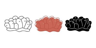 One doodle coral in different colors. Clip art for your projects. vector