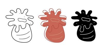 One coral in different colors. Doodle clip art for your projects. vector